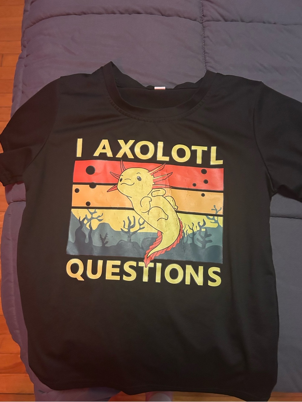 Kids Black 'I Axolotl Questions' Graphic Tee - Playful Axolotl Design